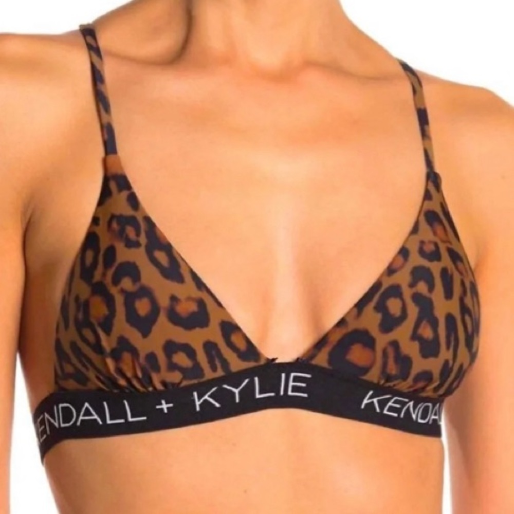 KENDALL + KYLIE LEOPARD TRIANGLE BIKINI TOP • sz  S(junior) • NWT